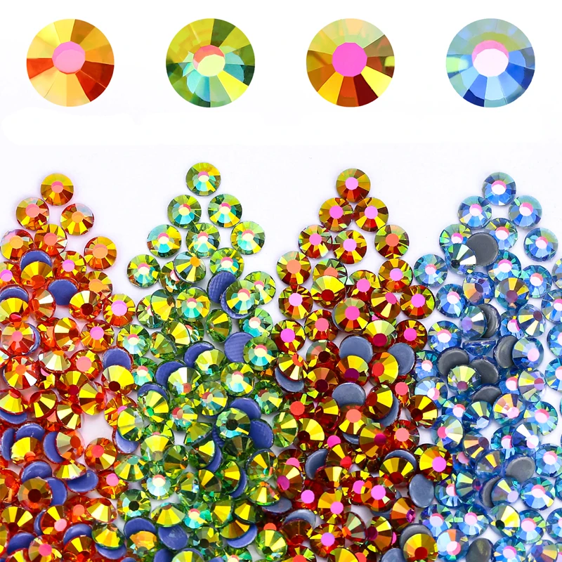 QIAO SS6-SS30 Shimmer AB Hotfix Strass-Kristalle, superglitzernde Strasssteine zum Aufbügeln für Nagelkunst, Stoffe und Kleidung. – Detail 2
