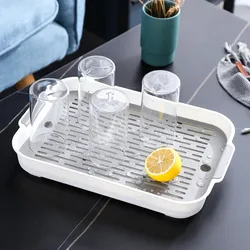 New Cup Storage Tray Kitchen Double Layer Dish Drainer Fruit Vegetable Water Drain Washing Drying Fruit Plastic Bask Organizer