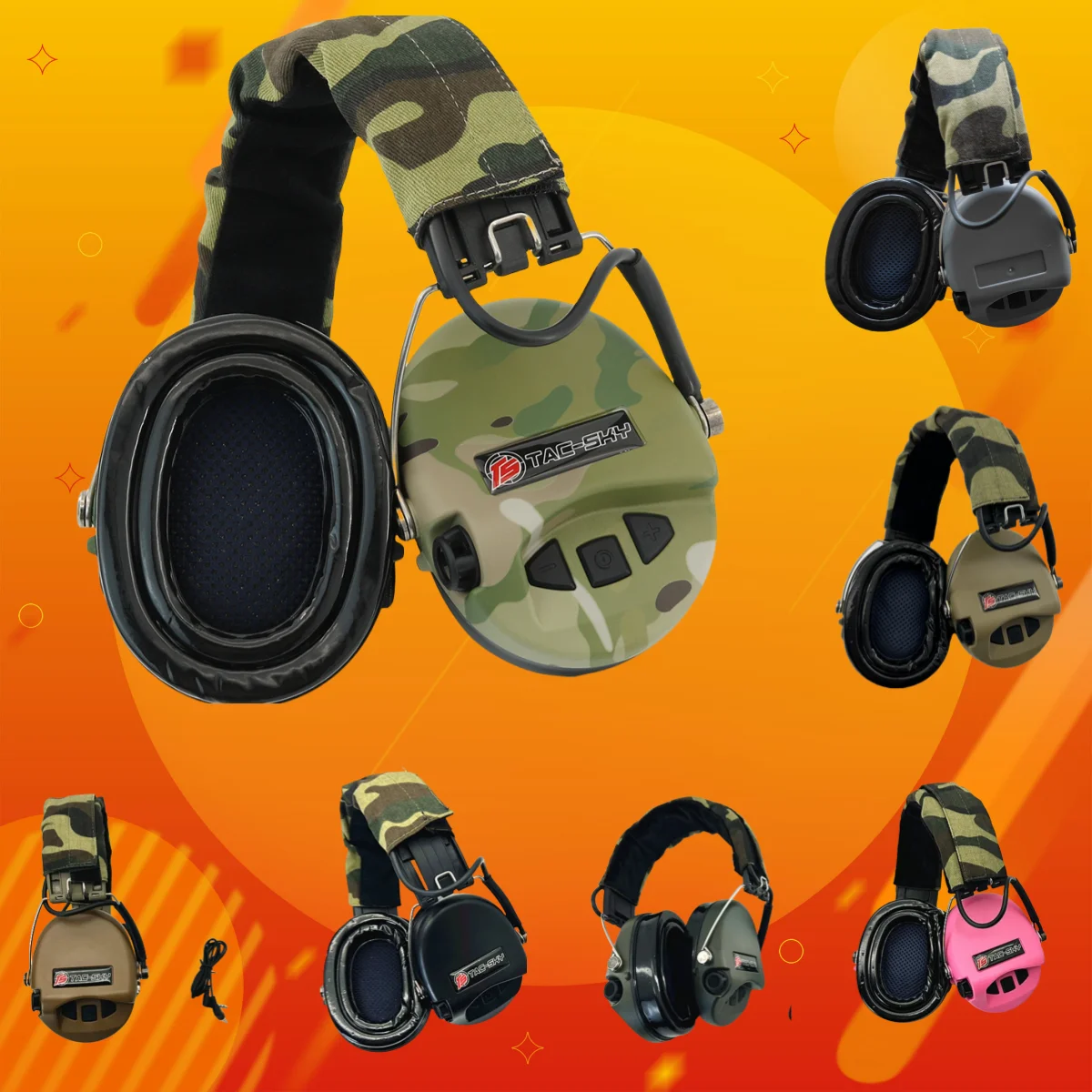 Imagem -02 - Tac-sky Removível Camuflagem Bandana Tático Tiro Eletrônico Earmuffs Sordin Ipsc Proteção Auditiva Fone de Ouvido Tático ts