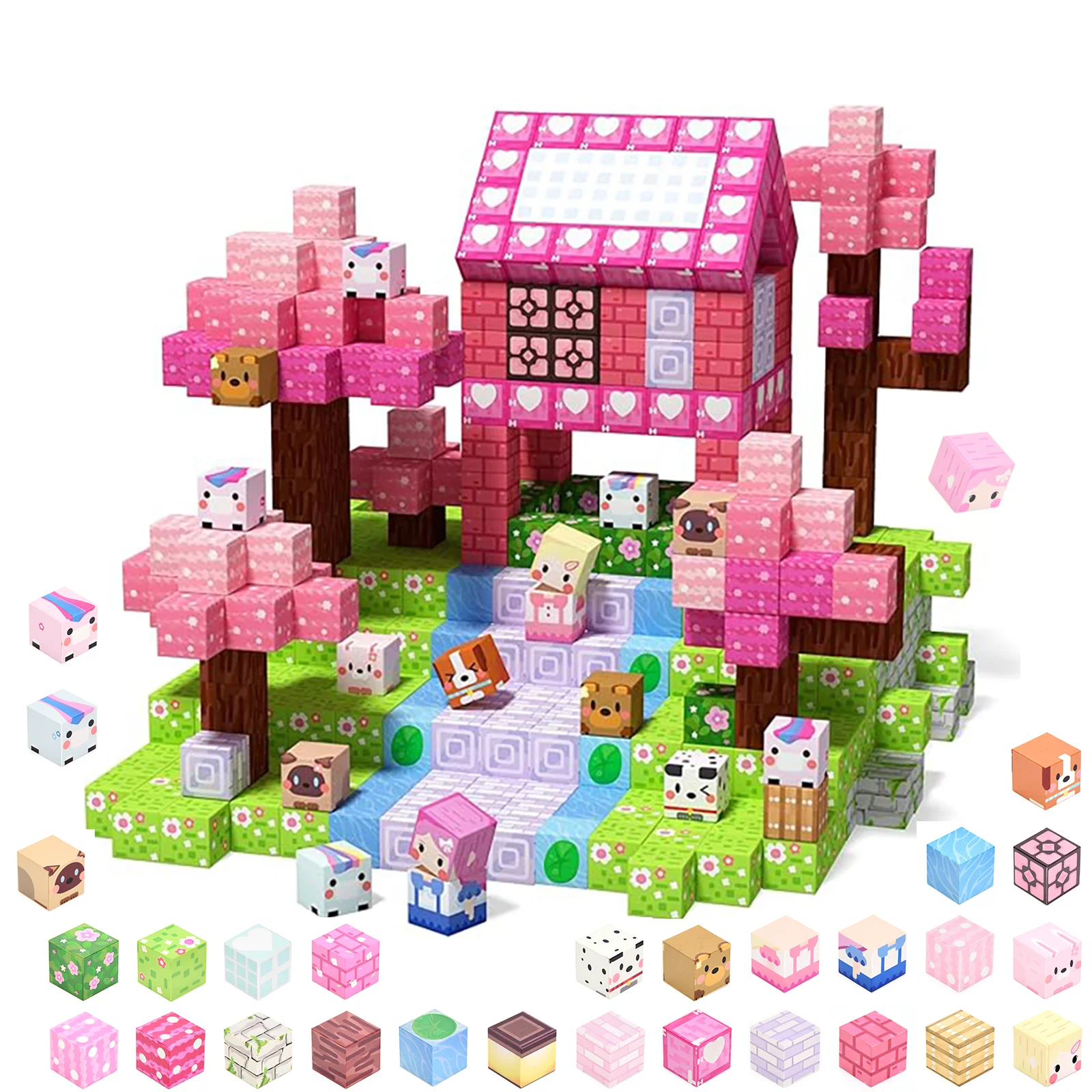Magnetische blokken Cherry Blossom Paradise Series Food grade ABS DIY architectonisch speelgoed voor kinderen van 3, plus ideaal lentecadeau