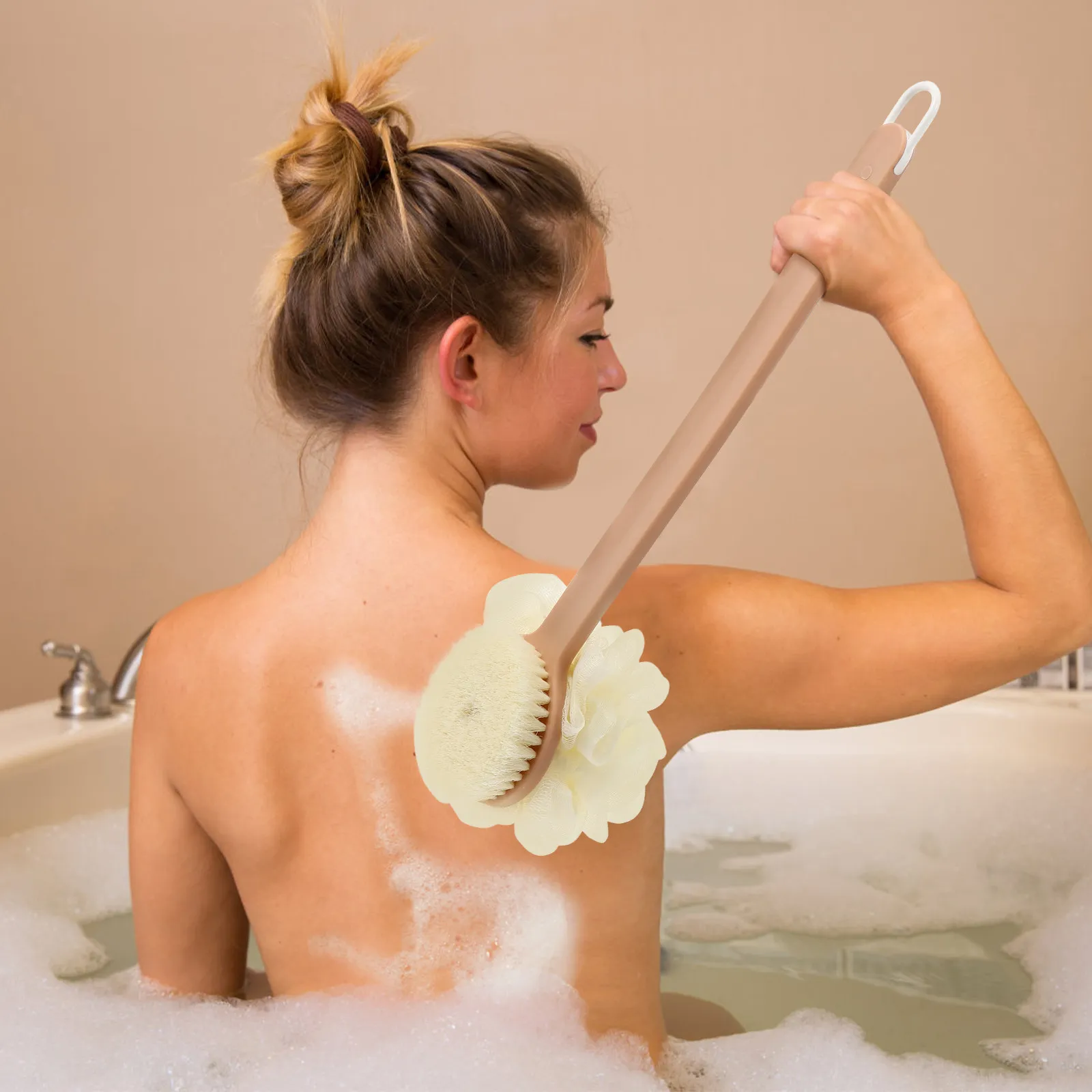 

Щетка для душа с длинной ручкой, мягкая гибкая мочалка для спины, сетчатая губка для тела, глубокая очистка, банная мочалка для ванной комнаты