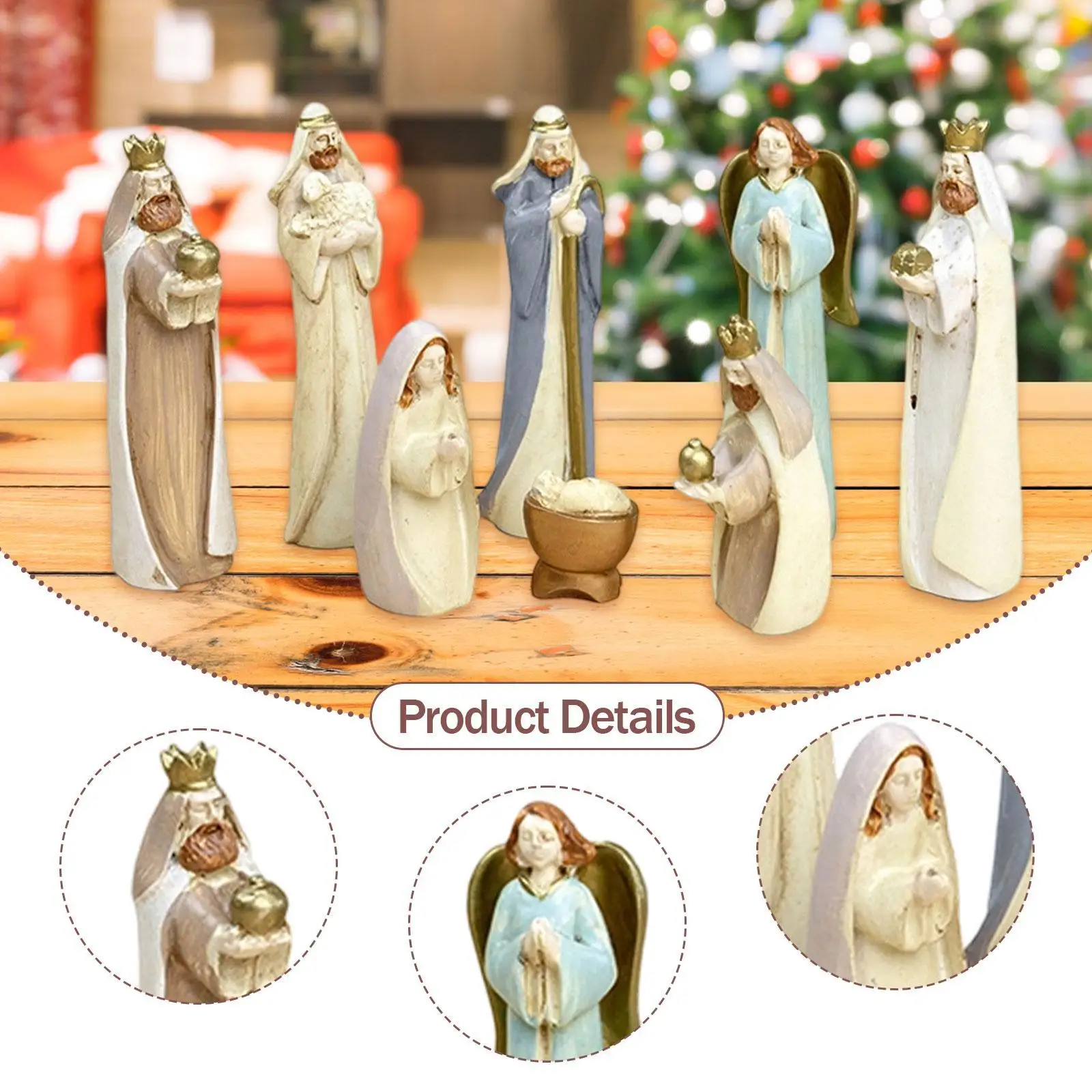 Nativity Set Craft Resin Ornament Table Centerpiece Jesus Holy Family Statue