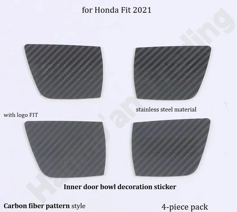 for Honda Fit 2021 Interior door bowl decorative patch/stainless steel interior modification accessories