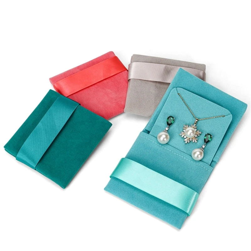 Elegante bolsa joyería con terciopelo colorido, estuche para joyas viaje, adecuado para regalos boda y Navidad