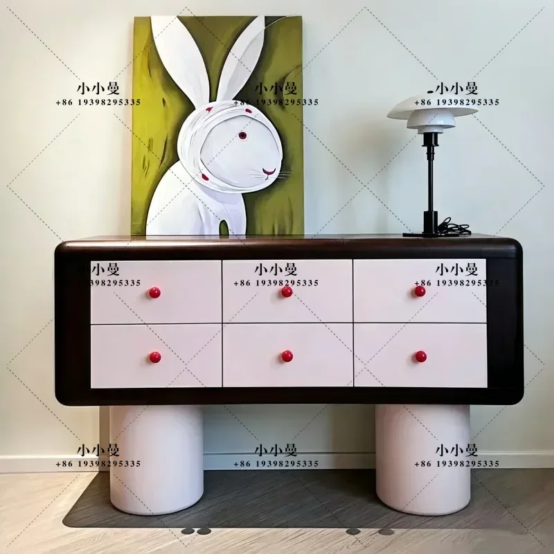 Modern Simple Pink Decorative Cabinet Small Apartment Bedroom Entrance Table Bucket Locker Storage Cabinet