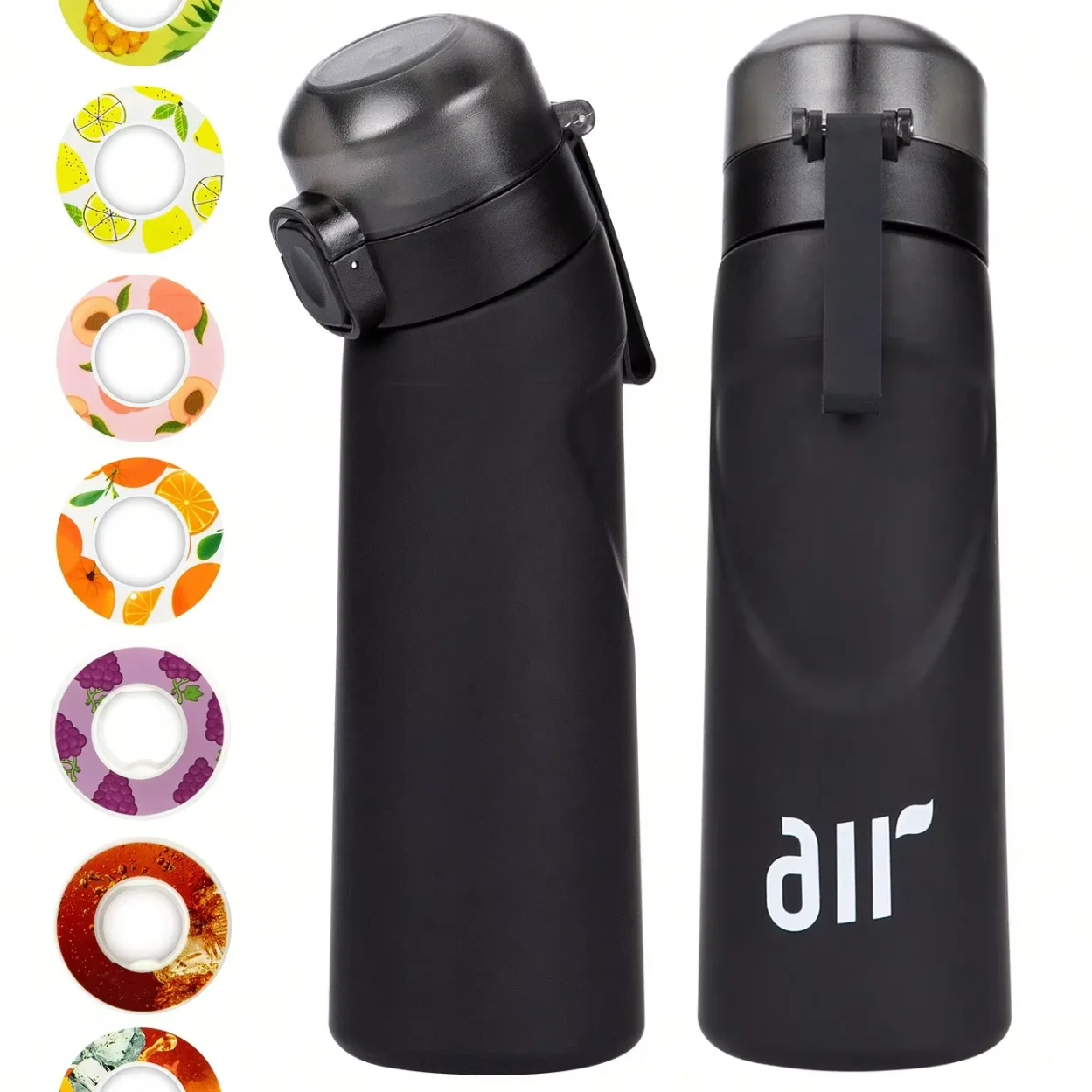 1pc Air Water Bottle With 1pc Random Round Shape Flavor Pod Sports Straw Plastic Cup Leak Proof Outdoor Travel Sports Bottles