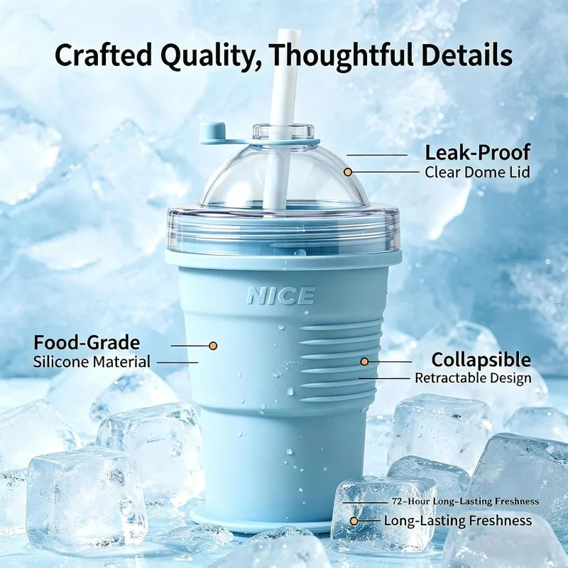 This 2-in-1 collapsible hockey cup comes with a straw and lid. Suitable for various beverages such as coffee and juice. - view 3