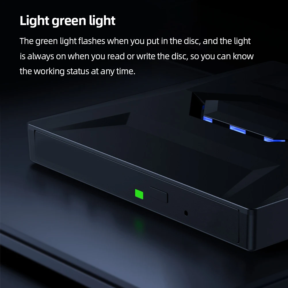 

USB3.0 External CD DVD Drive with USB/Type-C Ports+ SD/TF 5 In 1 Portable CD DVD ROM for /Linux Windows XP/10/8/7 Laptop PC