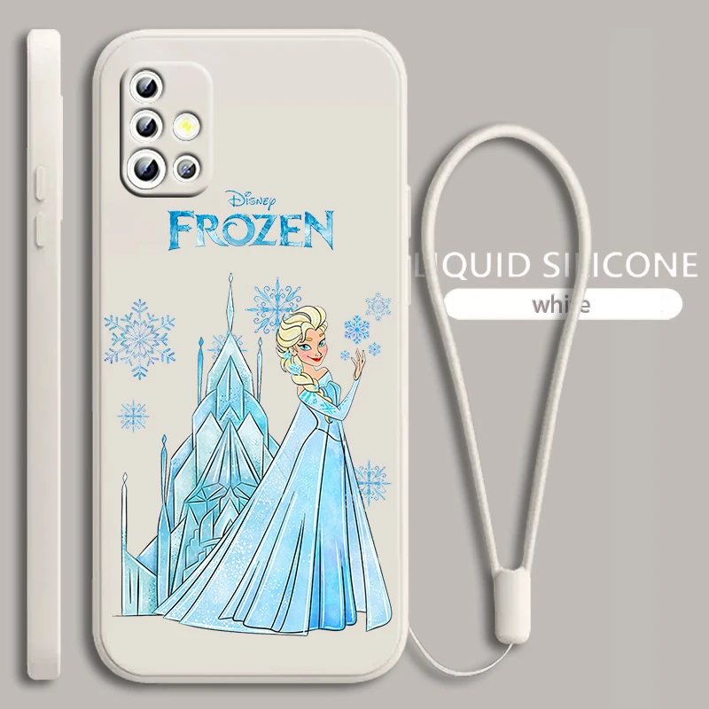 Frozen Elsa Queen For Samsung Galaxy A71 A51 A81 A91 A41 A31 A21S A11 A01 A50 A30 A20S Liquid Rope Soft Phone Case Coque Capa