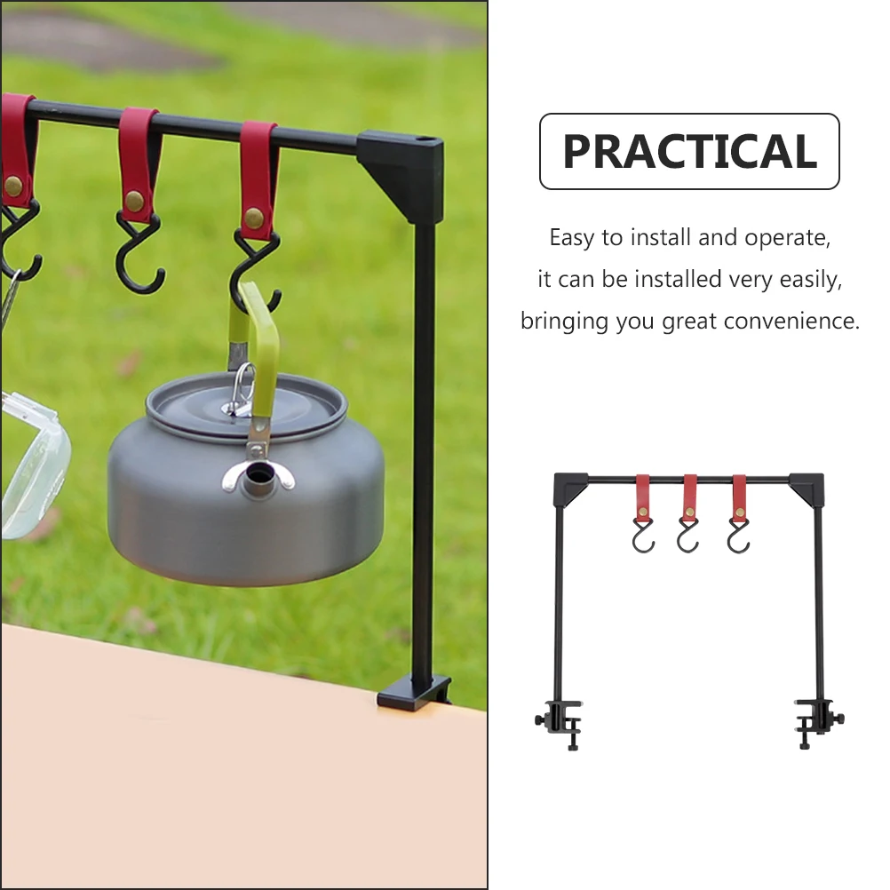 

1 set 1 Set Aluminum Alloy Outdoor Camping Hanging Storage Rack Desktop Hanger Black Foldable Portable Lightweight Easy Install