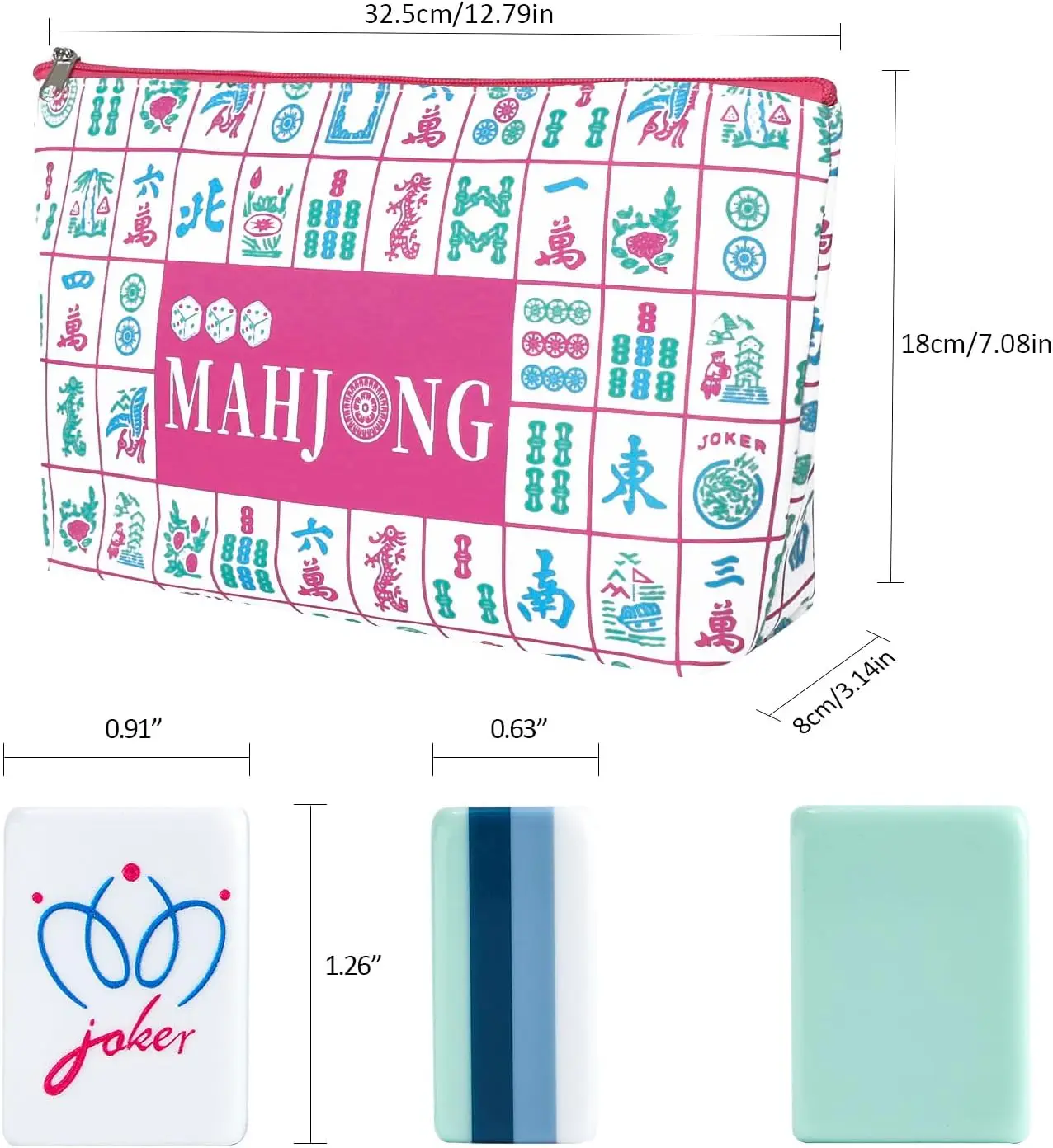 160 Acrylic 4 Layer Engraved American Mahjong Tiles Set with Carrying Bag and Accessories, 1.26'' Mahjong Tile Set (Green)
