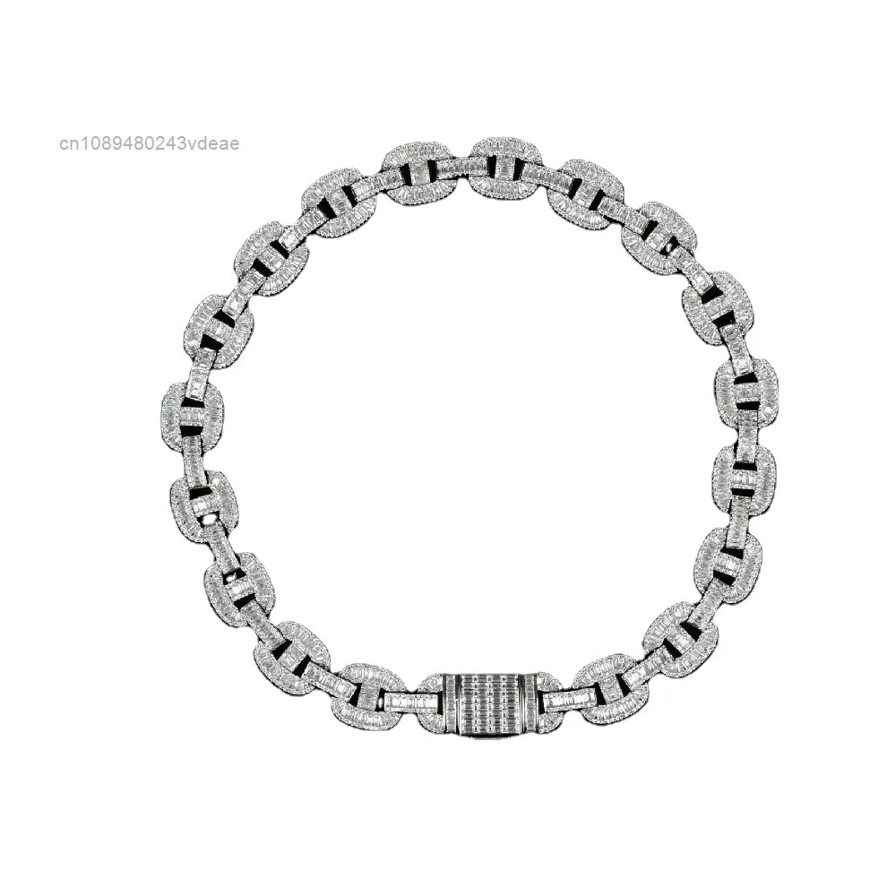 

Эксклюзивное ожерелье с кубинскими звеньями Iced Out из серебра 925 пробы для мужчин в стиле хип-хоп VVS Муассанит CZ 8 мм 10 мм 12 мм