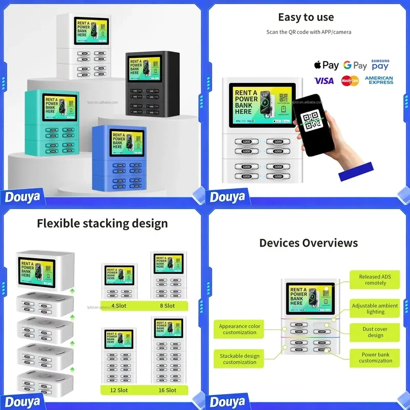 QR Scan Code Mobile Power Charging Station with Screen Self-service Vending Machine
