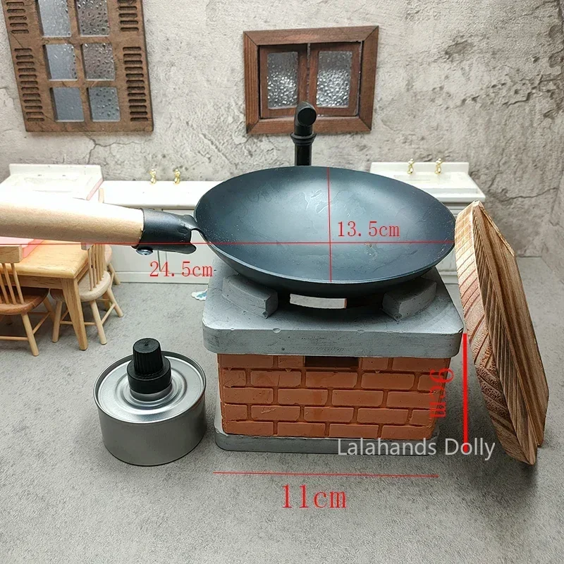 1/6 Doll House Miniature Kitchen Items Mini Real Cooking King-size Cooktop/ Handle Pan/lid Model Furniture Decorative Accessorie