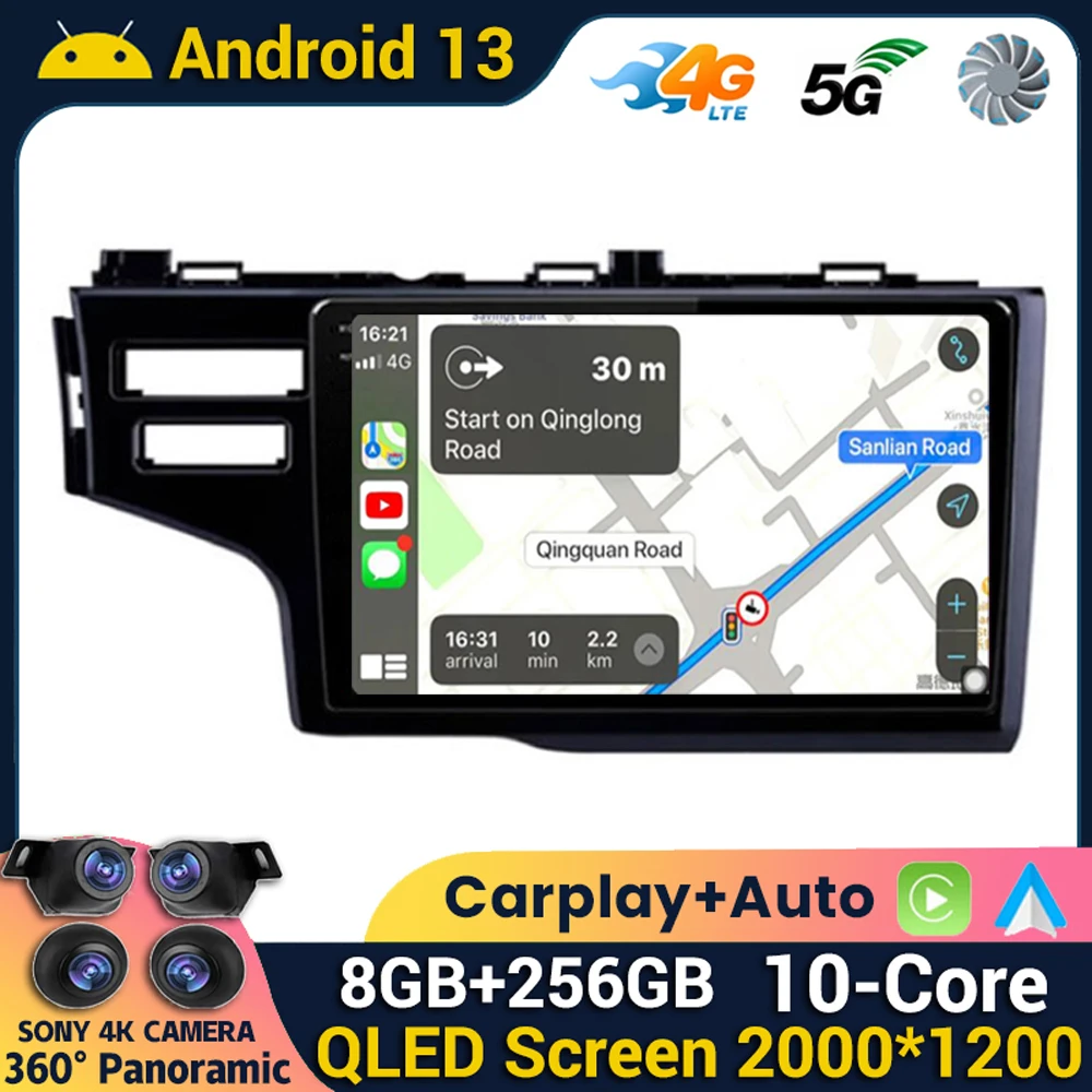 

Android 13 Car Radio Carplay Auto GPS For Honda Jazz 3 2015 - 2020 Fit 3 GP GK 2013-2020 Stereo Multimedia Player Navigation DSP