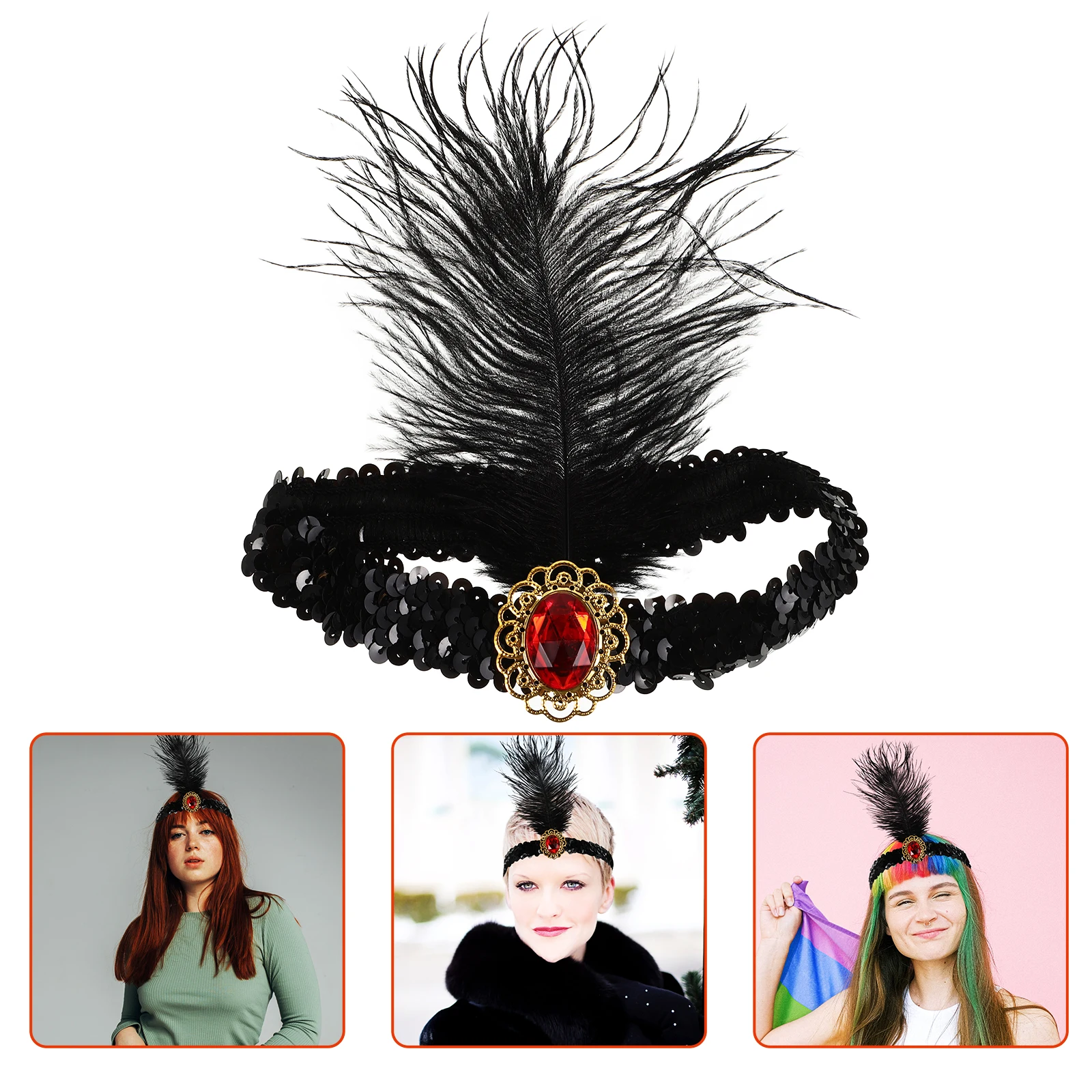 

1920 Feathered Headpieces Headdress Headbands 20s Hair Costume Accessory Carnival Party Headwear