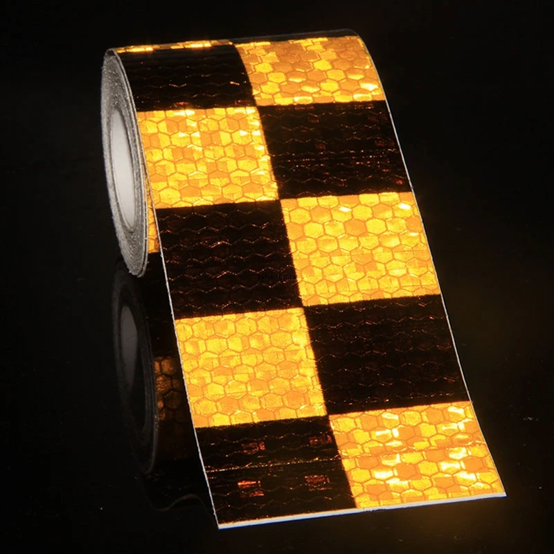 5CM*5M Checkered Car Reflective Sticker Waterproof Safety  Warning Reflector Self-Adhesive Conspicuity Tape For Truck Motorcycle