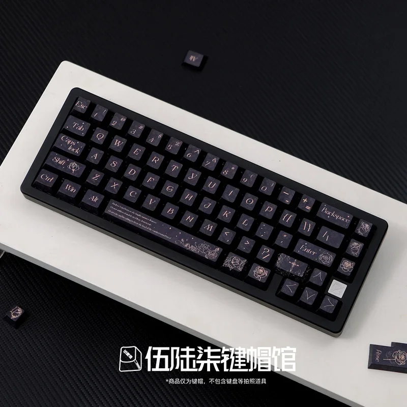 Колпачок для клавиш Black Rose, оригинальная высота, PBT, полная пятисторонняя сублимационная адаптация, механическая клавиатура 61/87/104/980