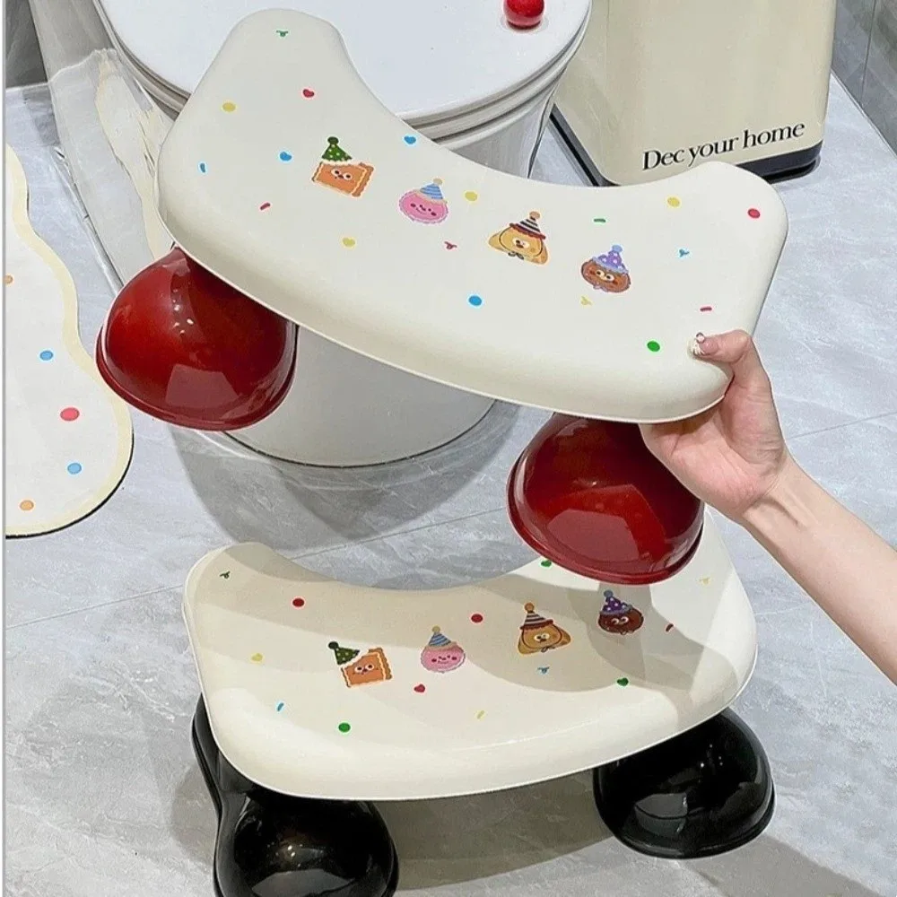 New Cartoon Footrest Toilet Sturdy Practical Bathroom Step Stool Non-Slip Toilet Squat Stool Bathroom Use image 4