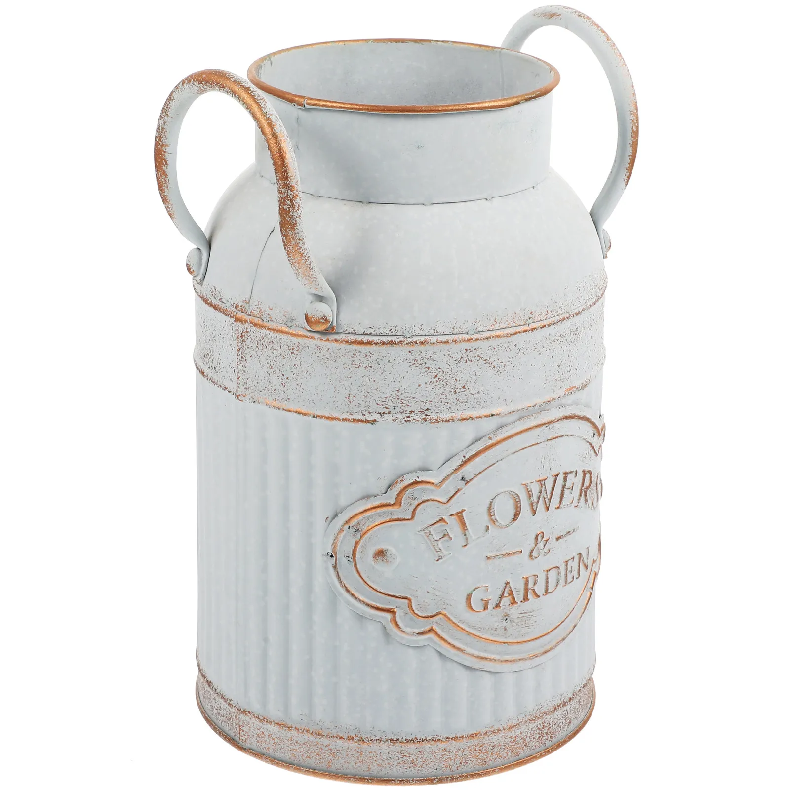 Retro Galvanized Metal Flower Vase Bucket with Handle Creative Planter Pot for Flower Arrangement Farmhouse Decor Vintage Tin