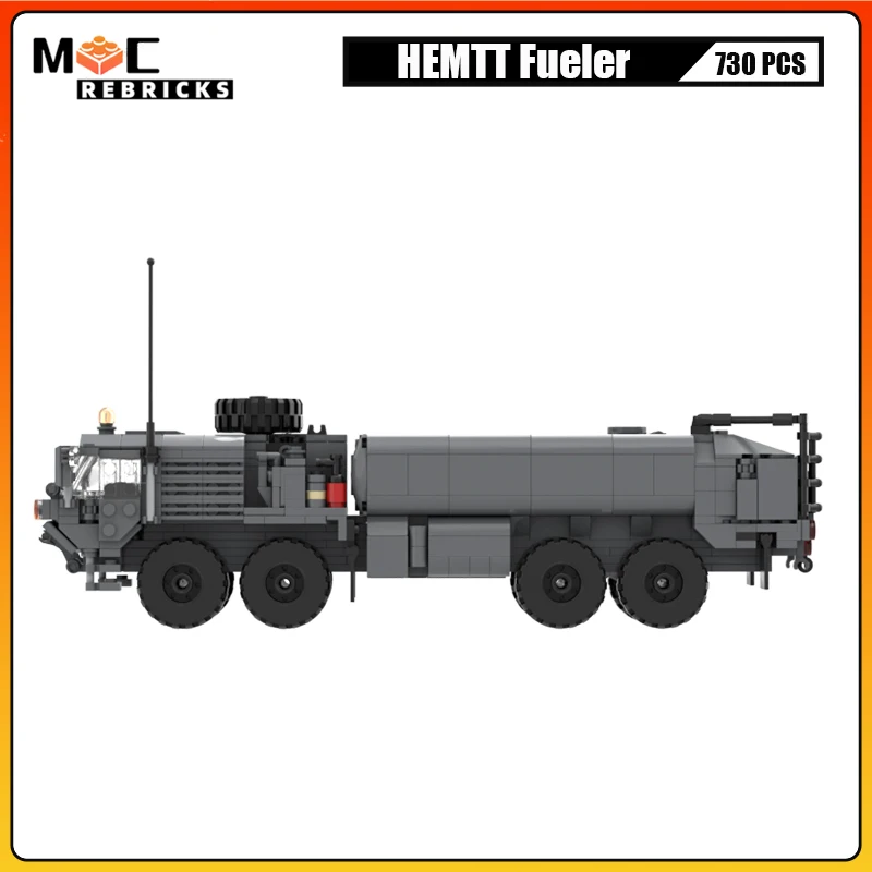 WW2 Military HEMTT A4 Fuel Servicing Truck Tanker Building Block Assembly Model Heavy Tactical Vehicle Bricks Toys Kid XMAS Gift