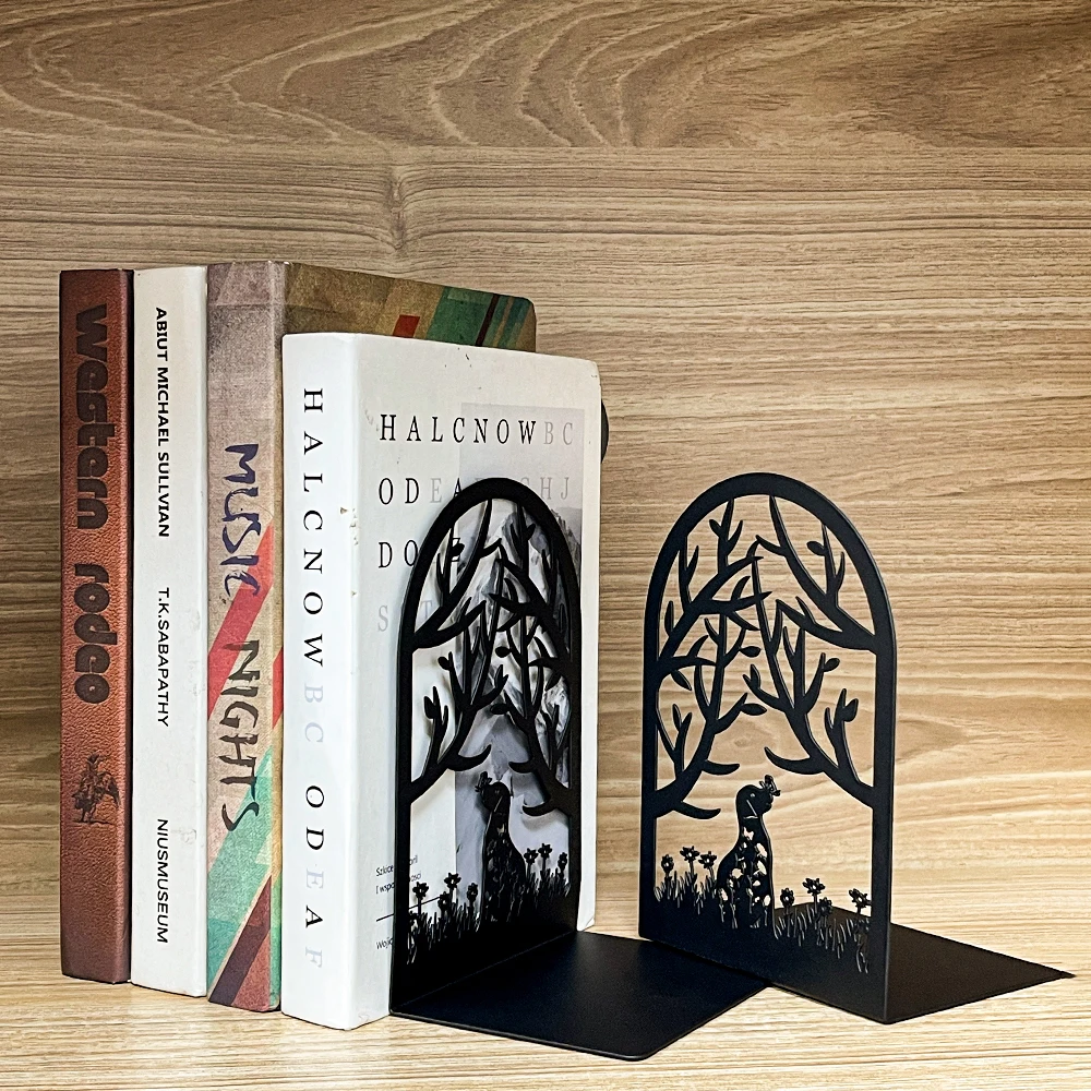 Cute Cat and Dog Metal Bookends Suitable for Animal Lovers and Bookworms Reading Accessories Home Decor