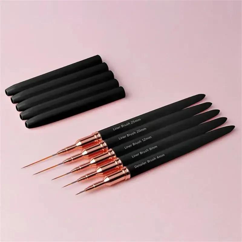 Nail Art Brush Manicure Tools Lines Stripe Flower Painting Drawing Fine Liner Brush Black 3D Nails Accessories