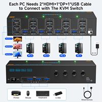 KVM Switch 3 Monitors 4 Computers 4K@60Hz,EDID Simulation,USB 3.0 HDMI Displayport KVM Switch Triple Monitor for Keyboard Mouse