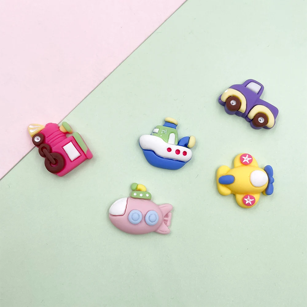 10Pcs Kawaii Mini Transportation Car Airplane Flatback Resin Cabochon Scrapbooking Hair Bows Center Accessories DIY Phone Decor