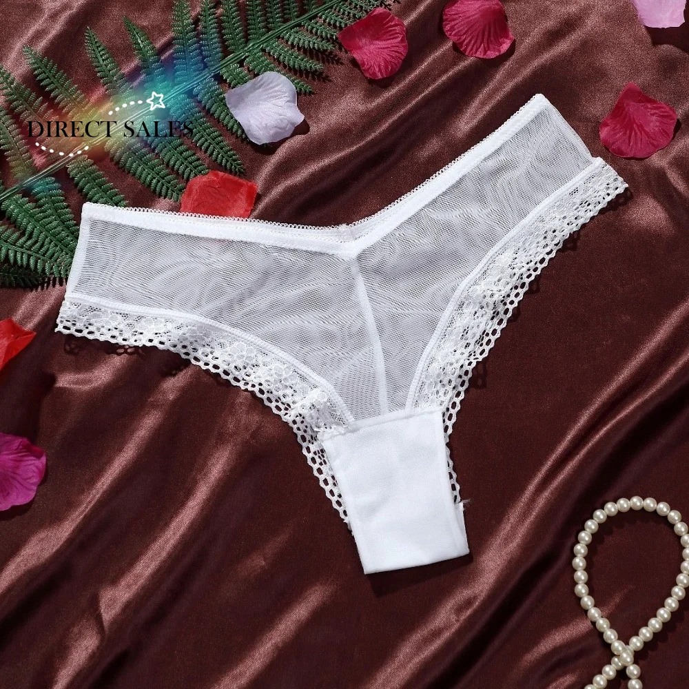 Low Waist Mesh Floral Panties Patchwork Underwear Lace Flower Transparent Briefs Hollow Female Lingerie Mesh Sheer Lace Thong