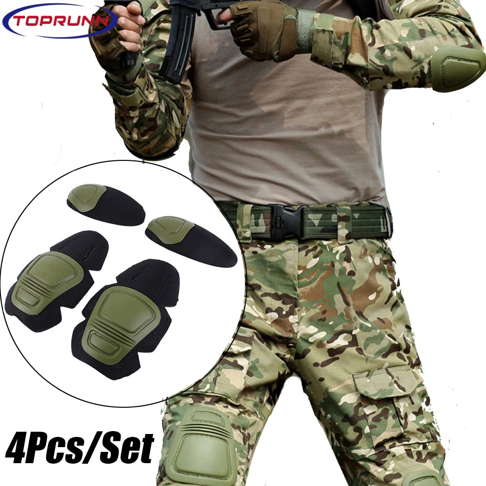 4Pcs/Set Frog Suit Knee Pads Elbow Support Paintball Airsoft Tactical Kneepad Interpolated Knee Protector Set Gear Combat