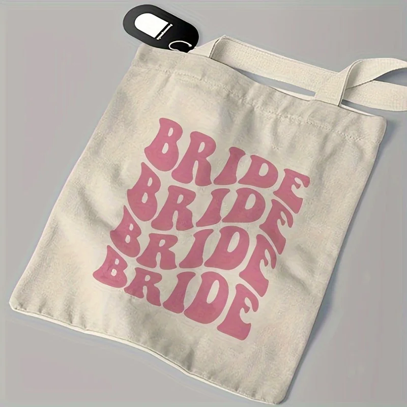 1A reusable item with a printed design in light beige with pink letters，Suitable for commuting to work、Birthday Gift