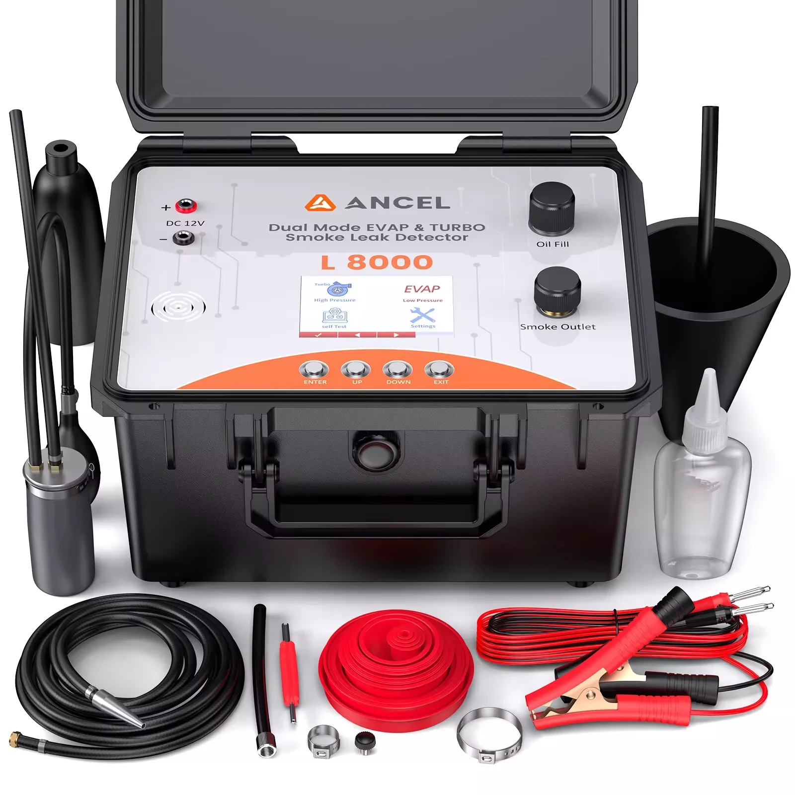 ANCEL L8000 Automotive EVAP Smoke Machine Turbo System Test Built-in Air Pump Car Digital Smoke Dual Mode Diagnostic Leak Tester