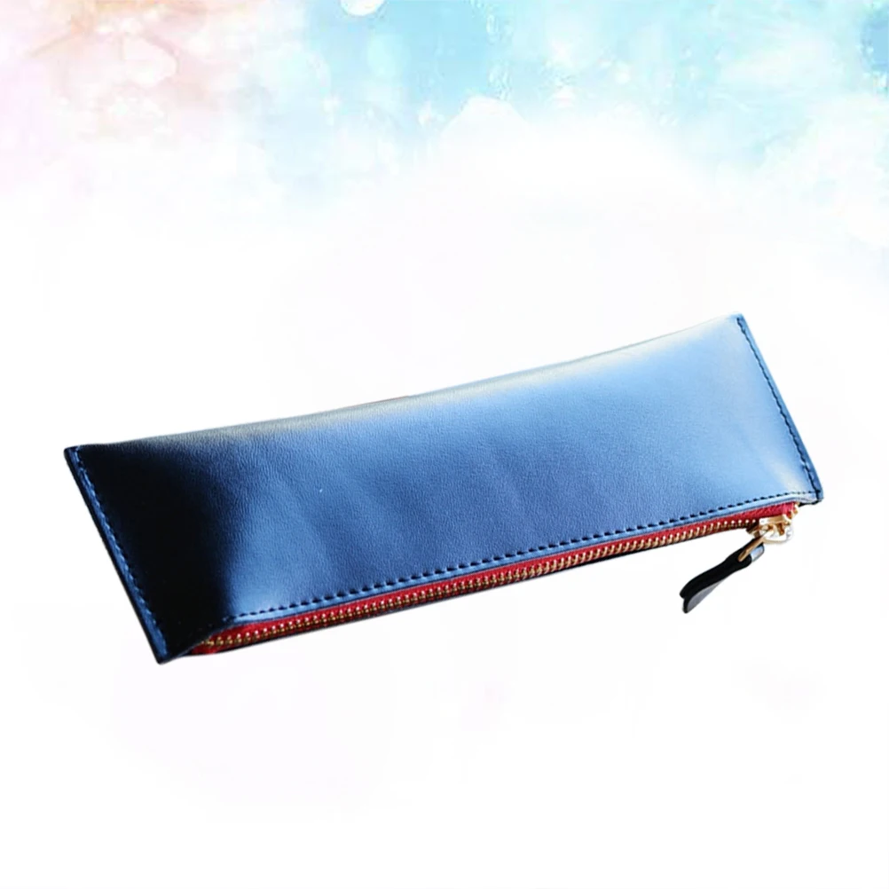 

Pencil Holder Stationery Bag Storage Protective Sleeve Vintage Zipper Pouch Black