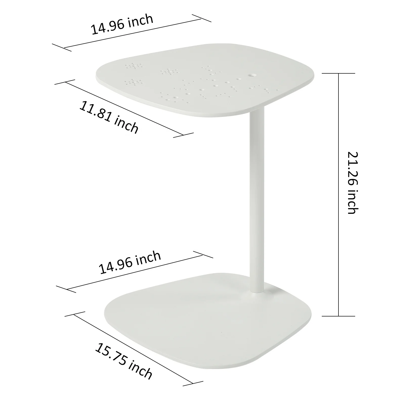 TOMILE furniture Multifunction Small Spaces  C Shape Side End Table for Sofa and Couch