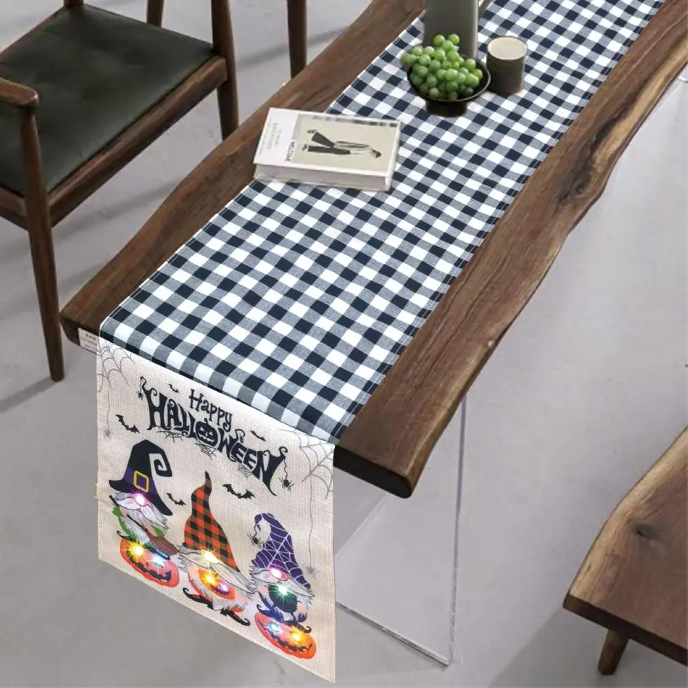 Long-lasting Table Decoration Festive Holiday Table Runners Pumpkin Gnome Spider Web Plaid Merry for Kitchen for Special