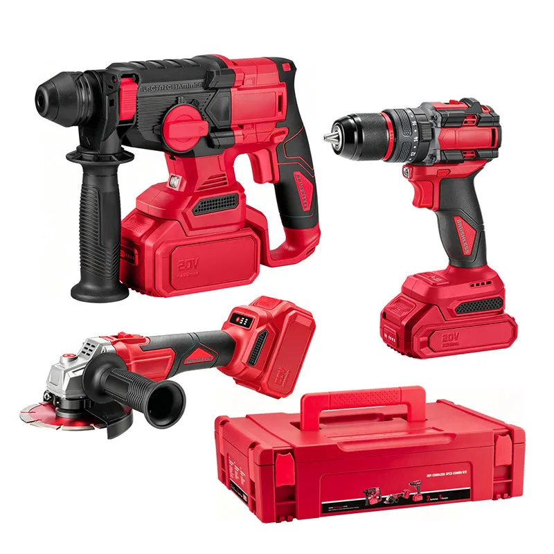 Brushless motor lithium power tool set, lithium battery impact drill angle grinder electric hammer drill 6-piece set