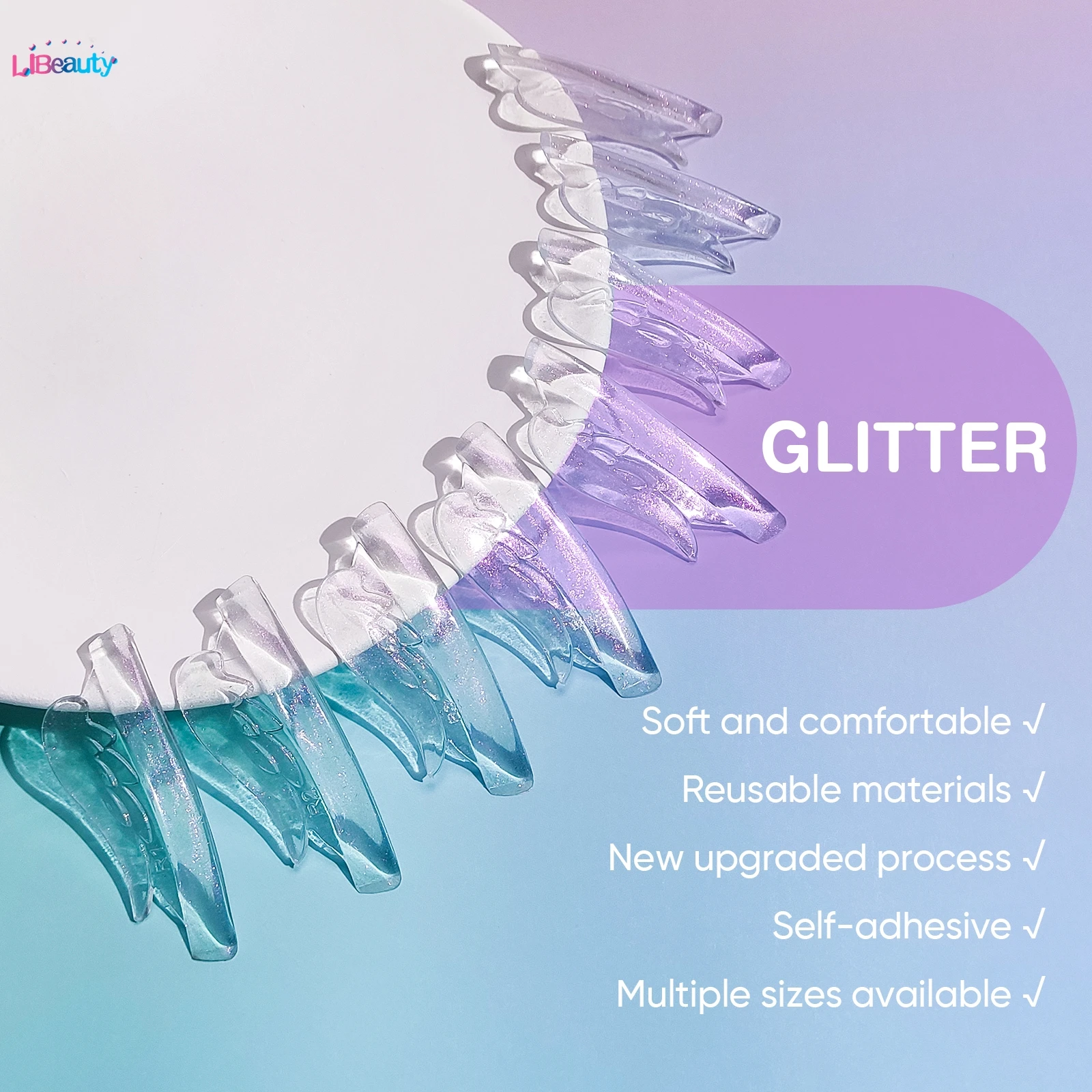 Libeauty, 8 pares de pegamento gratis, almohadillas para permanente de pestañas de silicona, varilla de pestañas pegajosa, escudo, rizador de pestañas, accesorios de elevación 3D, herramienta de maquillaje