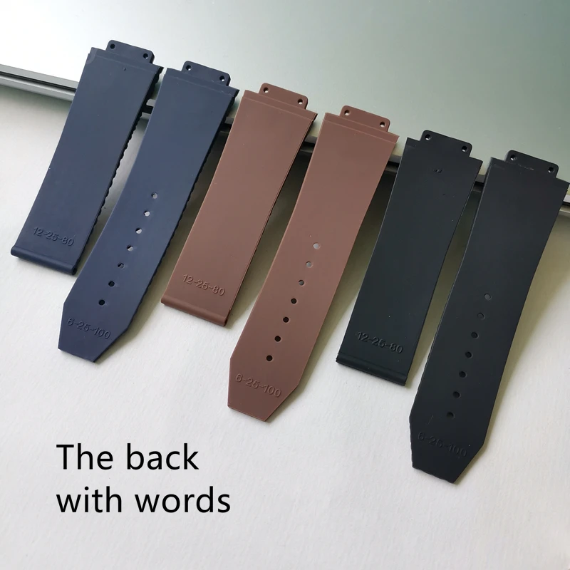 26x19 24x17mm Plain Vertical Stripes Watchband for Hublot Yubo Big Bang Soft Waterproof Sweat-Proof Silicone Watch Strap