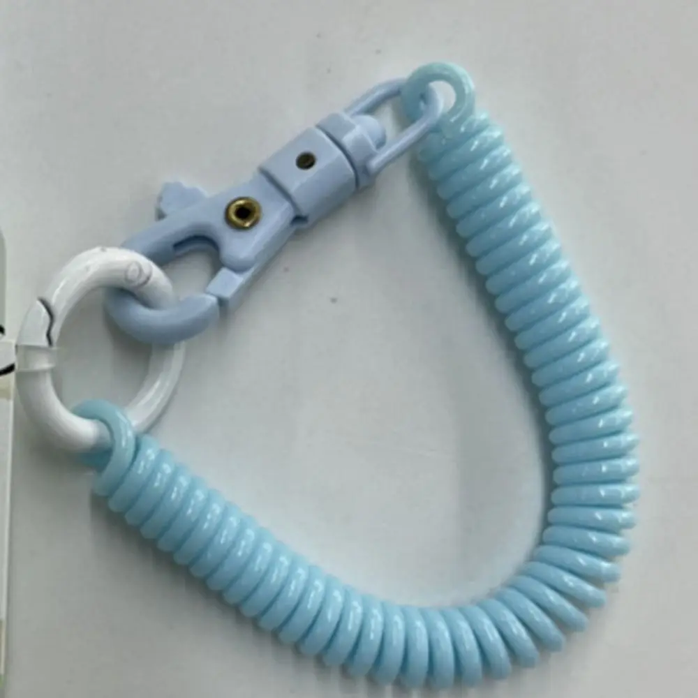 

Contrasting Colors Anti-lost Lobster Clasp Keyring Stretchy Stretch Spring Coil Stretchy Coil Metal Clasp