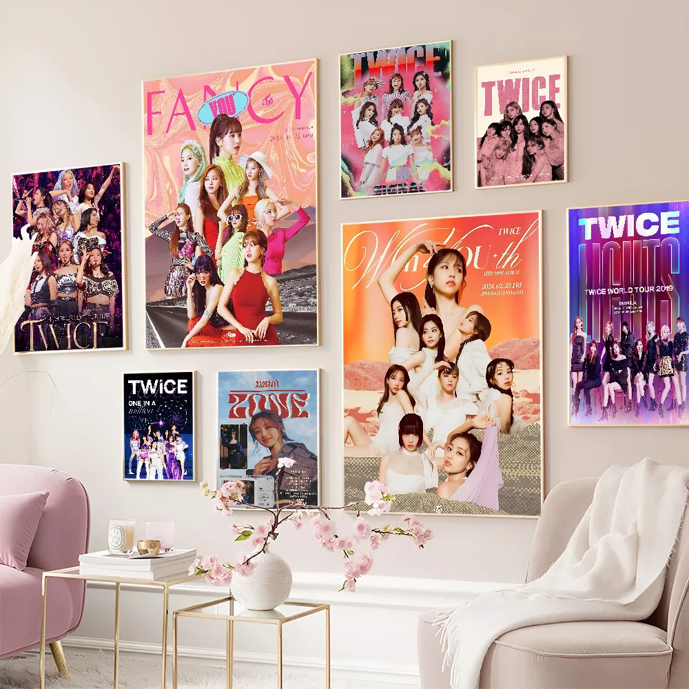 Kpop T-twice DIY Sticky Poster Whitepaper Prints Posters Artwork Vintage Decorative Painting