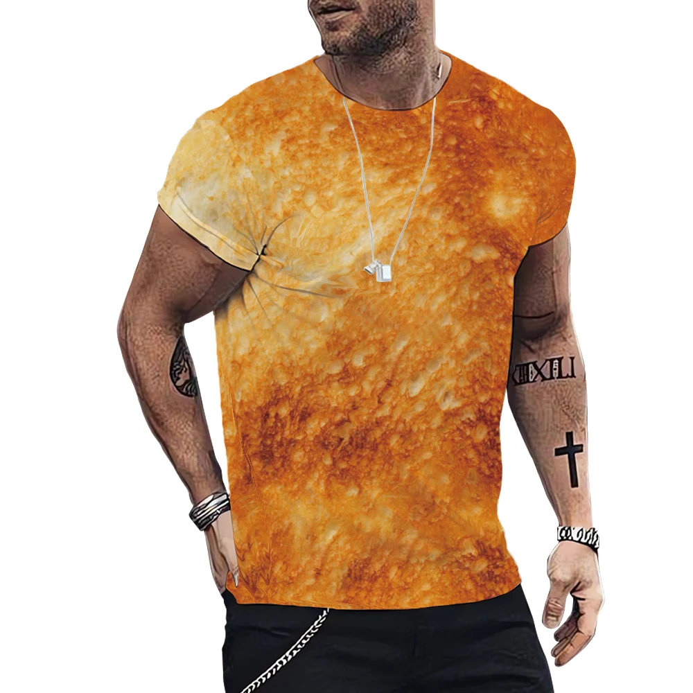 Food Pancakes Bread Graphic 3D Print Oversized Men T-shirt Unisex Streetwear Round Neck Popular Funny Summer Men's Clothing