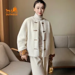 New Chinese Style Mink Fur for Women, White Luxury Fashion Women's Coat, Autumn and Winter Warm Real Fur Short Jacket for Women