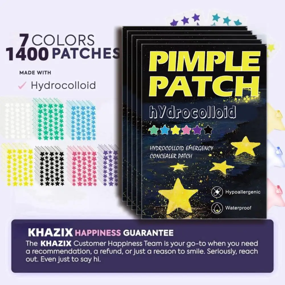 แผ่นแปะสิวไฮโดรคอลลอยด์ 1400 ชิ้น, แผ่นแปะสิวรูปทรงกลม, แผ่นแปะสิวรูปดาว, อุปกรณ์ดูแลผิวหน้า, สติ๊กเกอร์แปะสิว, อุปกรณ์เสริม