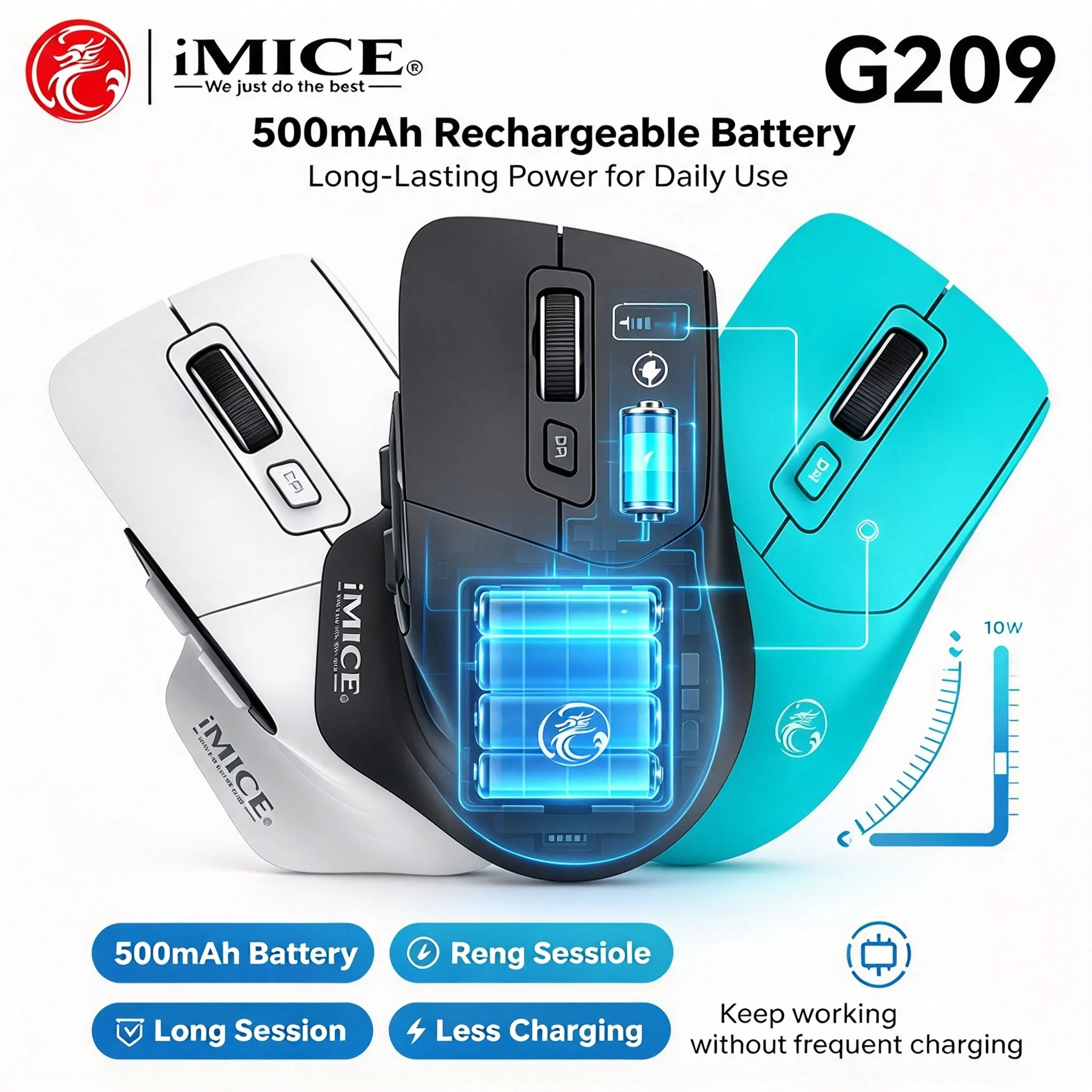 2.4G Bluetooth Wireless Dual-Mode Optical Rechargeable Mouse Ergonomic Design Office Slient Mouse For PC Computer Laptop Tablet