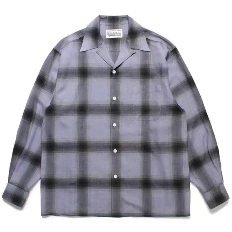 Full range Stripes WACKO MARIA Fashion Shirts Autumn Winter Vintage Cardigan Cuban Neck Mens Shirts Tops