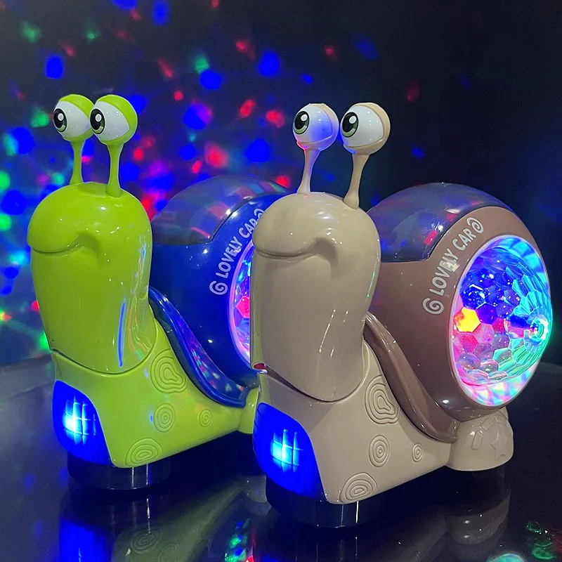 Caracoles eléctricos divertidos, Juguete Musical ligero para gatear, animales de dibujos animados móviles, juguetes educativos brillantes para niños, regalo