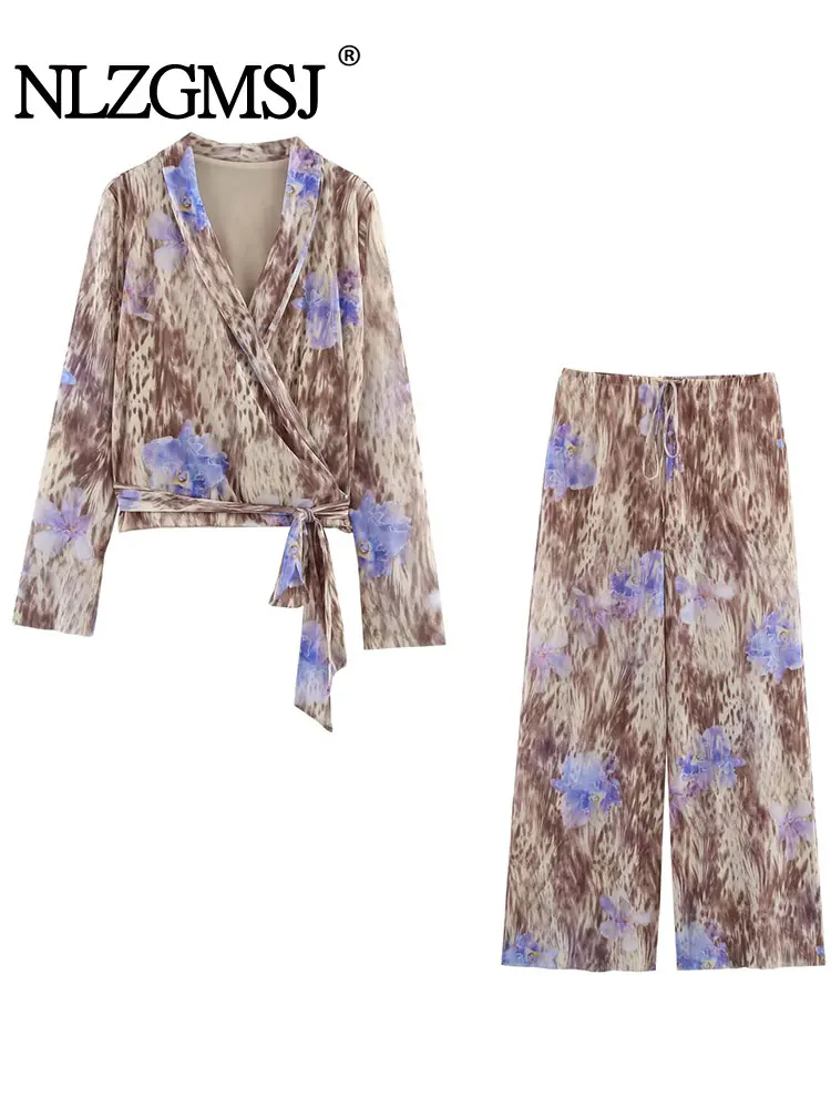 

2025 летние комплекты брюк с принтом, женские комплекты из 2 предметов, модная длинная рубашка, топ, женский костюм, повседневный комплект из двух предметов, женская одежда