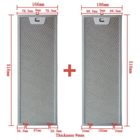00660222 00660223 Cooker Hood Filter Set 516x166/516x186mm  Kitchen Extractor Range Hood Grease Filter Aluminium 1pcs