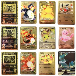 Pokemon Self Made Metal Series Card personaggi del gioco Anime Pikachu Charizard Mew Sword Shield Rainbow Vmax Collection Flash Card